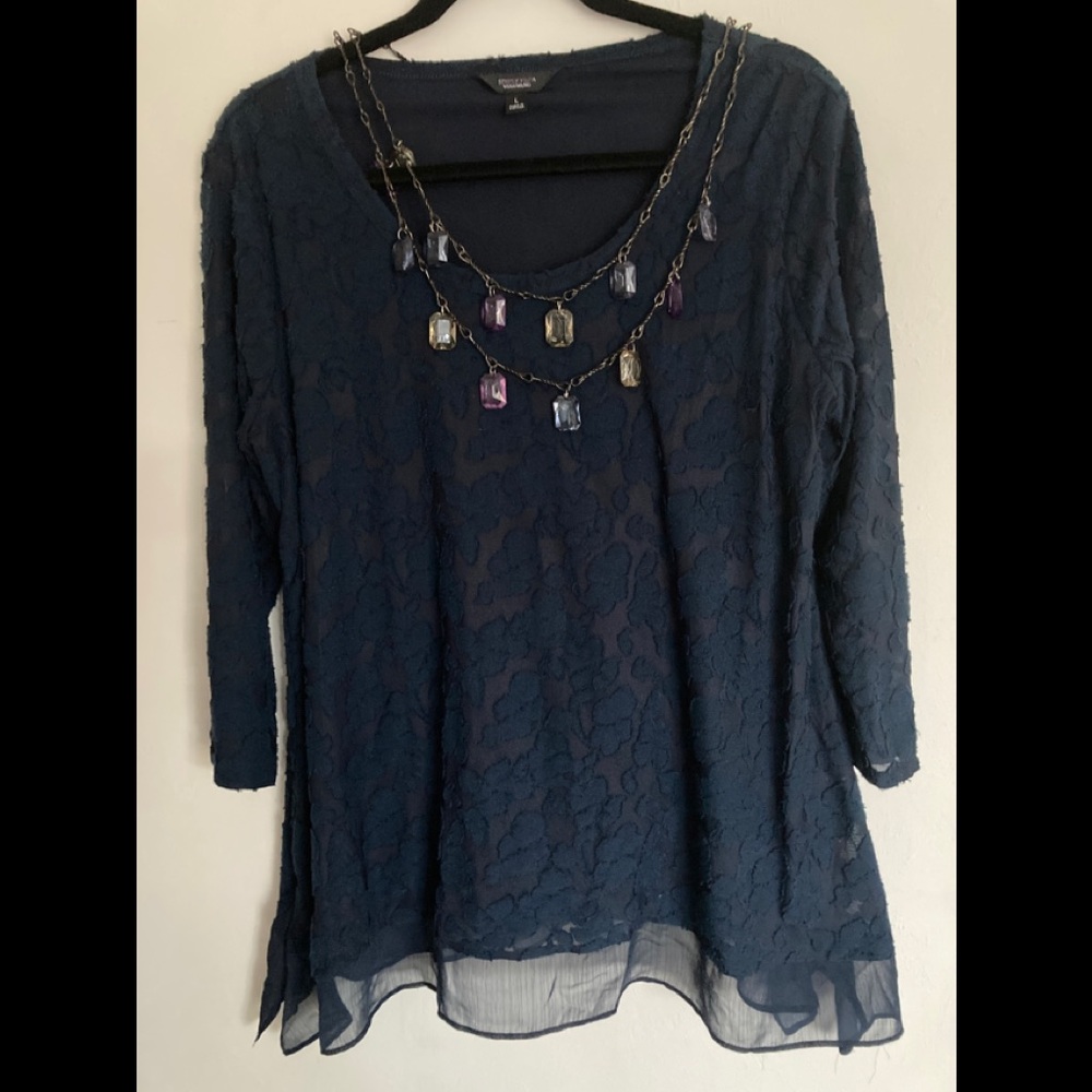 ❤️SIMPLY VERA BLUE LACE TUNIC TOP SIZE XL
